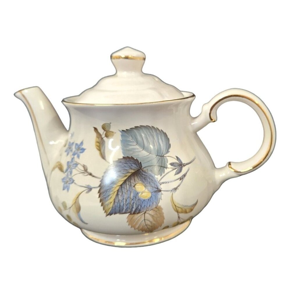 Vintage Royal Oak Floral Porcelain Teapot With Gold Trim